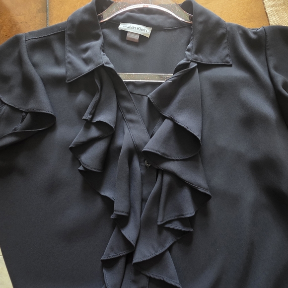 Calvin Klein Black Ruffle Blouse - Picture 3 of 5